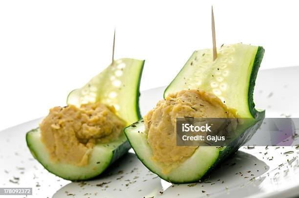 Cucumber Boats Filled With Hummus Stock Photo - Download Image Now - Cucumber, Stuffed, Appetizer