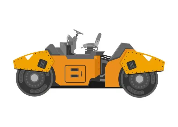 Vector illustration of Road construction vehicle with opened cab. Simple flat illustration.