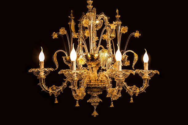 istock Beautiful chandelier (Murano Italy) isolated on black background. 178094532