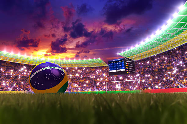 World soccer cup in 2014 at night stock photo