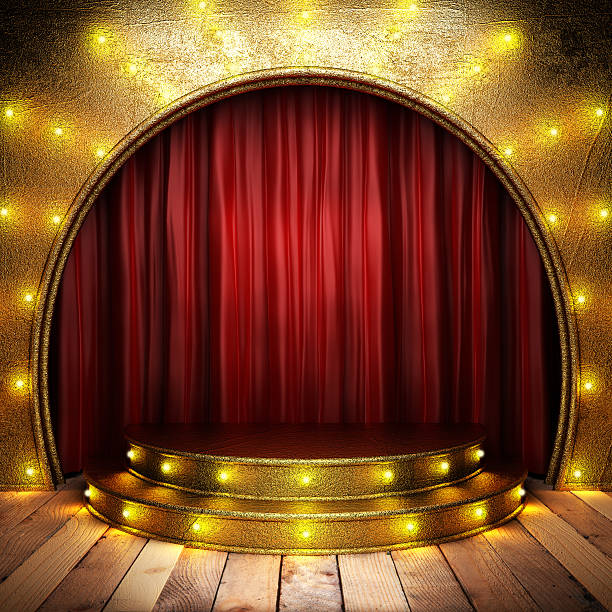 istock red fabric curtain on golden stage 178095024