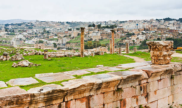istock panorama of ancient city Gerasa and modern Jerash 178096152