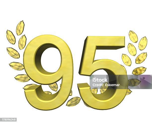 Number 95 With Laurel Wreath Stock Photo - Download Image Now - 80-89 Years, Bay Leaf, Bay Tree