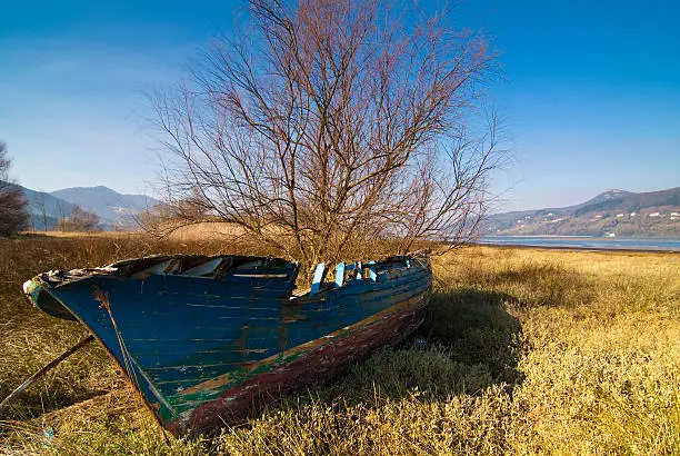 Abandoned boat in the Urdaibai Biosphere Reserve, Vizcaya, Basque Country
