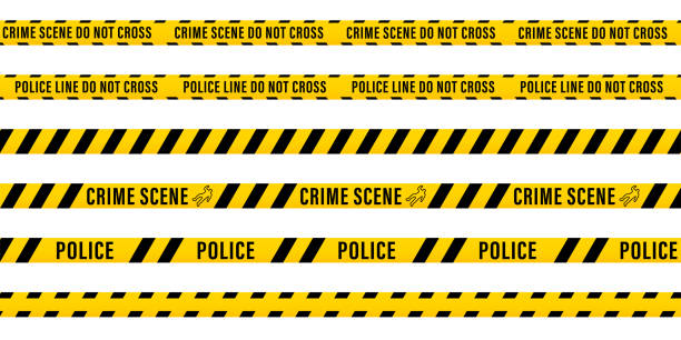 Vector set of seamless ribbons. Crime Scene Do Not Cross tape. Attention police ribbon. For restricted and hazardous areas. Yellow and black. Police line and danger tapes. Vector illustration Vector set of seamless ribbons. Crime Scene Do Not Cross tape. Attention police ribbon. For restricted and hazardous areas. Yellow and black. Police line and danger tapes. Vector illustration crime scene investigation stock illustrations