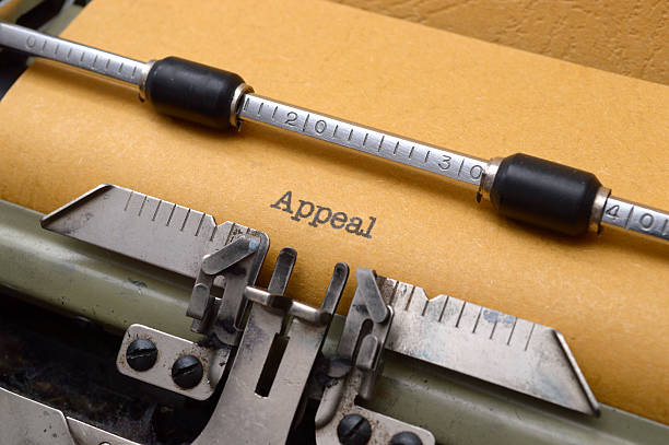 Appeal text on typewriter stock photo
