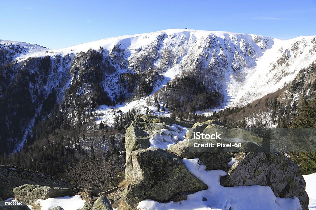 Snowy mountains The massif of Vosges in winter Crete Stock Photo