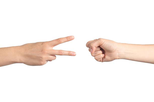 istock Rock paper and scissors hands gambling 178099564