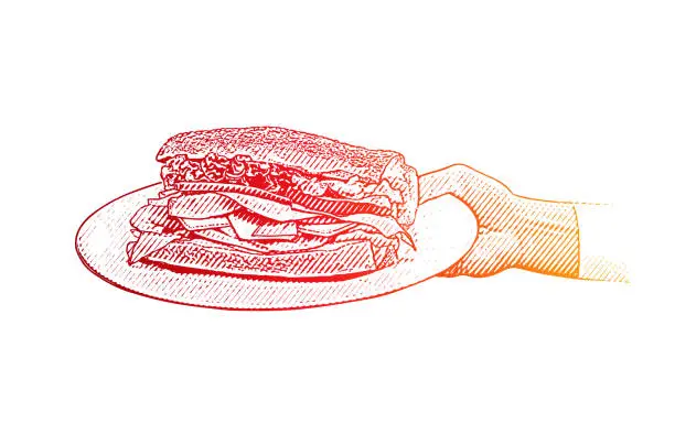 Vector illustration of Healthy sandwich in female hand