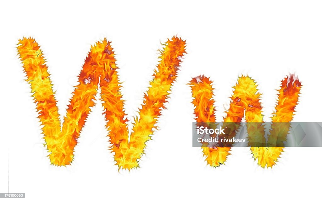 Bright flamy letter on the white background. Abstract Stock Photo