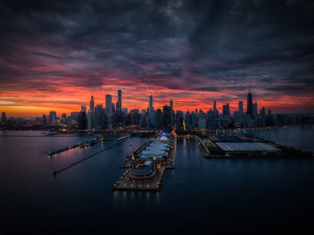 istock Chicago panorama from lake aerial view 1781006961