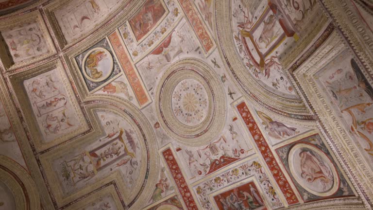 The Palazzo Ducale di Mantova Ceiling In Mantua, Lombardy, Northern Italy. Low Angle