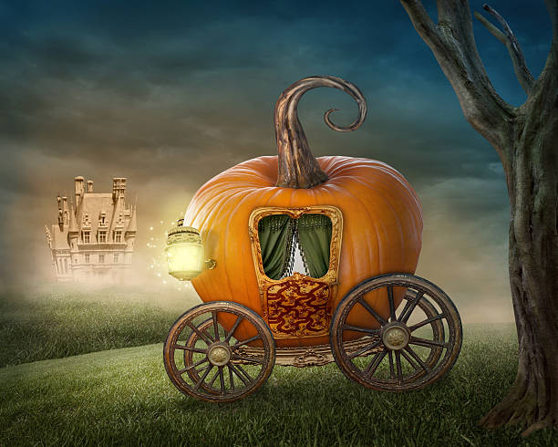 Pumpkin carriage Pumpkin carriage isolated on white background bus livery stock pictures, royalty-free photos & images