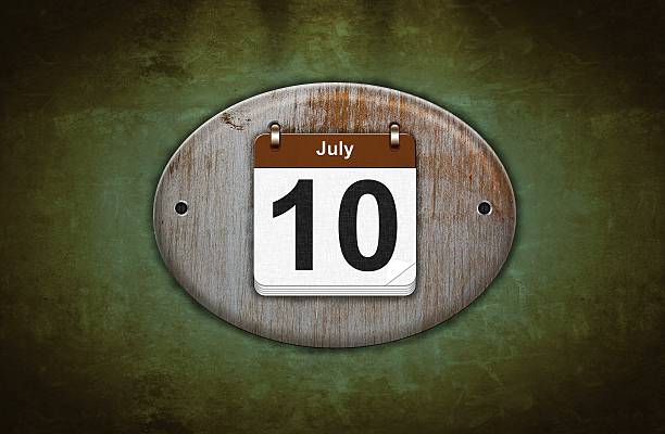 istock Old wooden calendar with July 10. 178101713