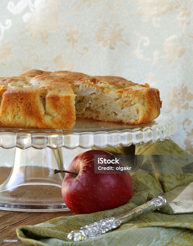 homemade apple pie on a wooden table Apple - Fruit Stock Photo