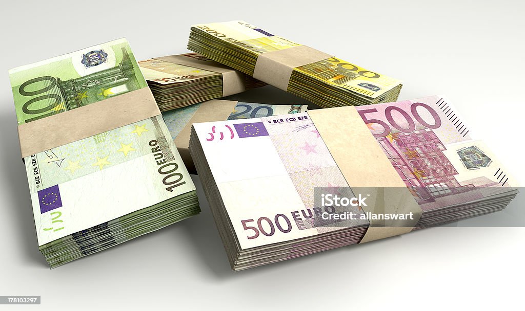 Euro Collezione Pile chiudere - Foto stock royalty-free di Valuta dell'Unione Europea