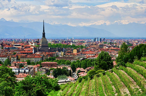 Turin in Piedmont, Italy View of Turin's city from the hill. Piedmont, Italy turin stock pictures, royalty-free photos & images