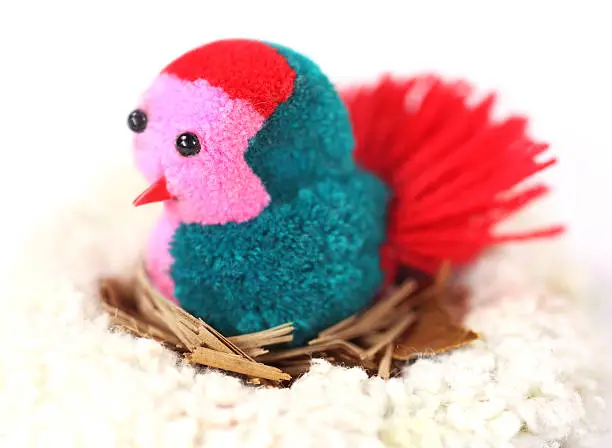 Cotton toy bird close up