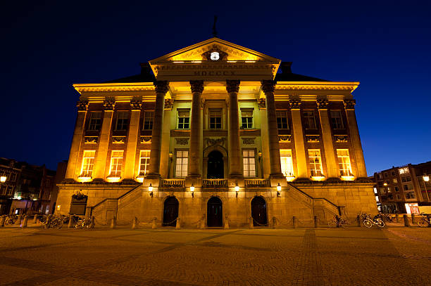 istock City Hall in Groningen at night 178104208