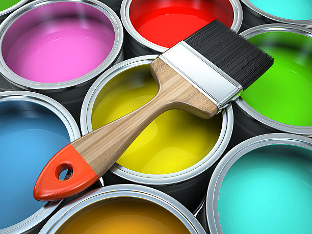 istock Banks of multicolored paint and brush 178104729