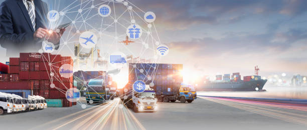 istock Global business of Container Cargo freight train for Smart business logistics and transportation concept, Air cargo trucking and maritime shipping, Online goods orders worldwide 1781054857
