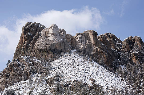 Mt. Rushmore National Monument in winter, Black Hills, South Dakota Mount Rushmore National Monument in winter, Black Hills, South Dakota theodore roosevelt us president stock pictures, royalty-free photos & images