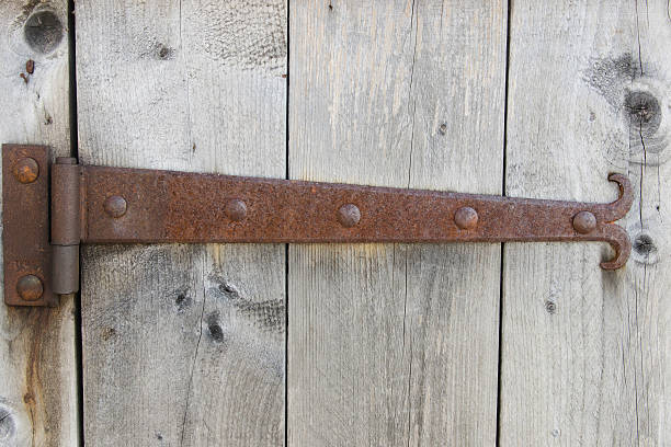 Barn door with hinge stock photo
