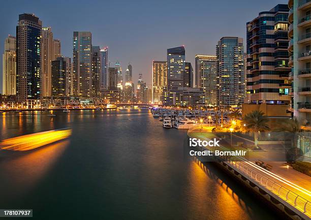 Dubai Marina At Night Stock Photo - Download Image Now - Architecture, Bay of Water, Building Exterior