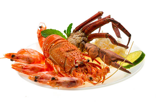 istock Spiny lobster, shrimps, crab legs  and rice 178109694