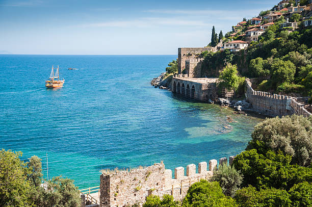 istock View out over a clear blue see from the bay 178110392