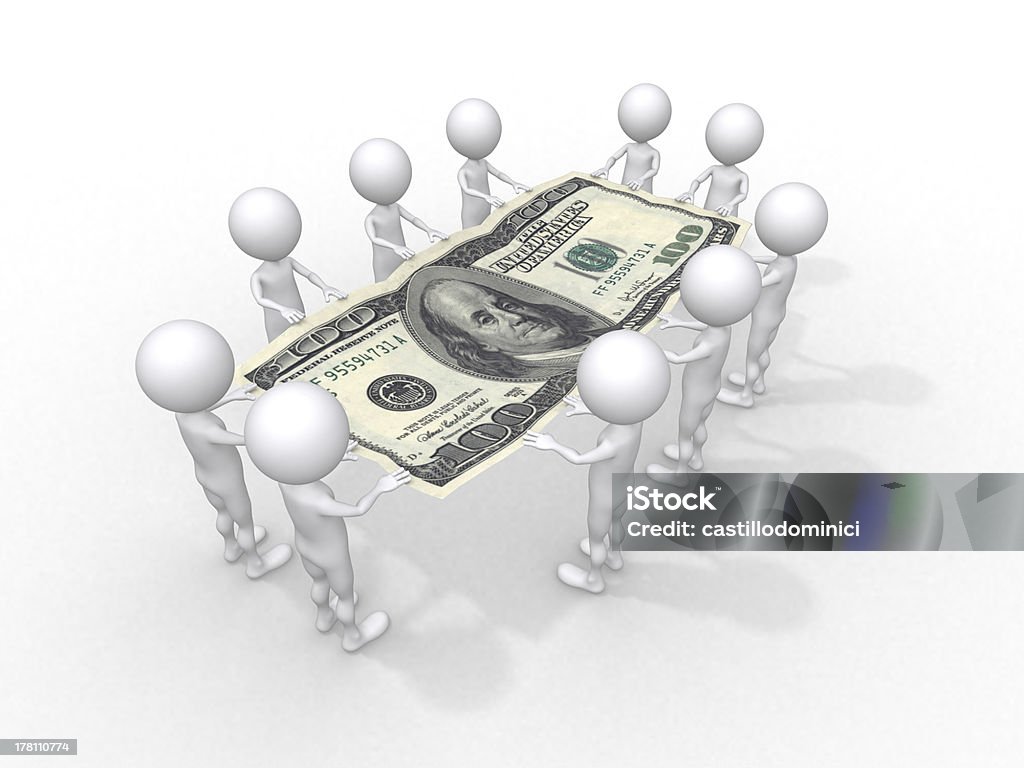 crowd of people holding one hundred dollar crowd of people holding one hundred dollar, isolated on white Bonding Stock Photo