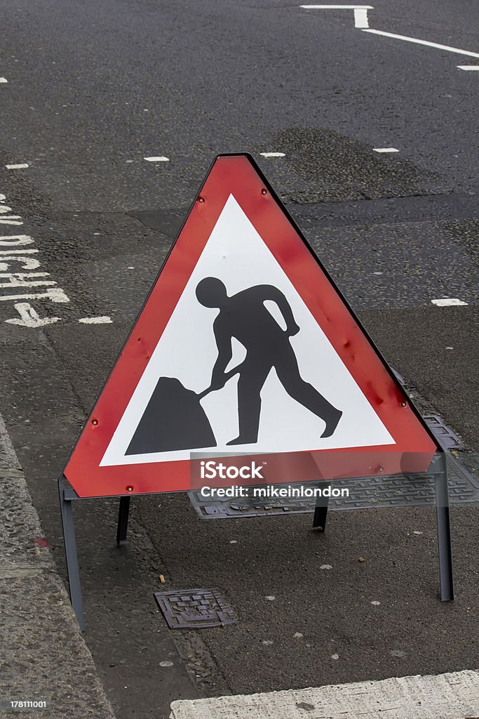 Robót drogowych znak angielski - Zbiór zdjęć royalty-free (Znak roboty na drodze)