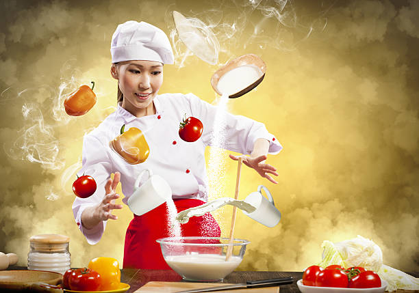istock Asian female cooking with magic 178111366