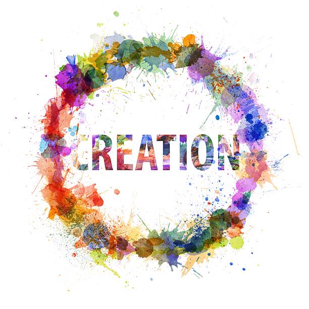 Creation concept, watercolor splashes as a sign