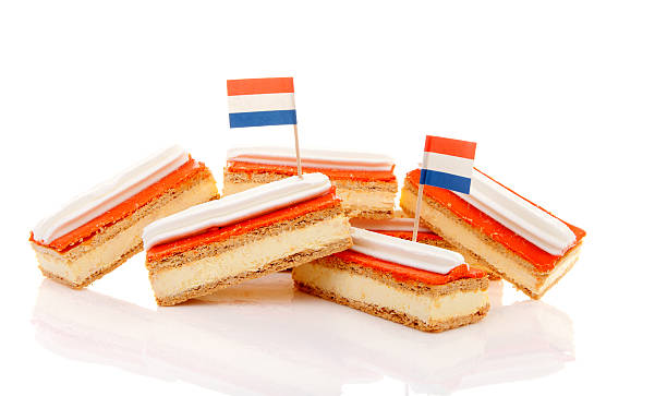 istock Pile of traditional Dutch pastry called tompouce with flags 178113076
