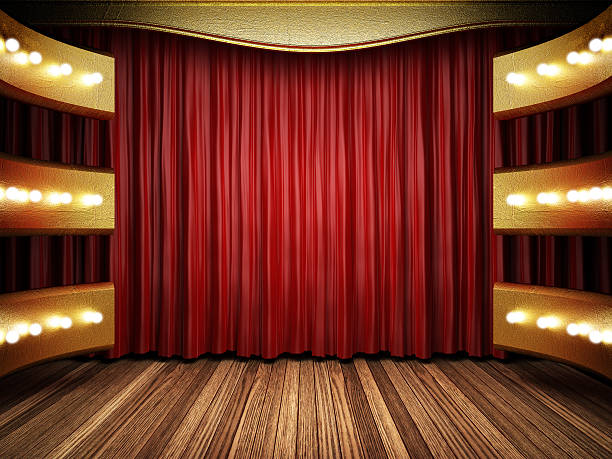istock red fabric curtain on golden stage 178113802