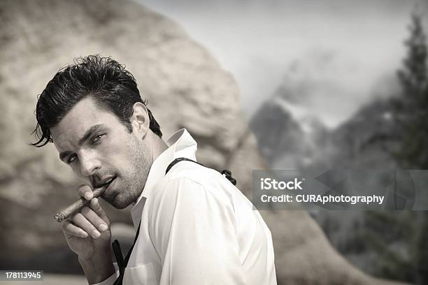 Classic Handsome Man Stock Photo - Download Image Now - Smoking - Activity, Cigar, Men