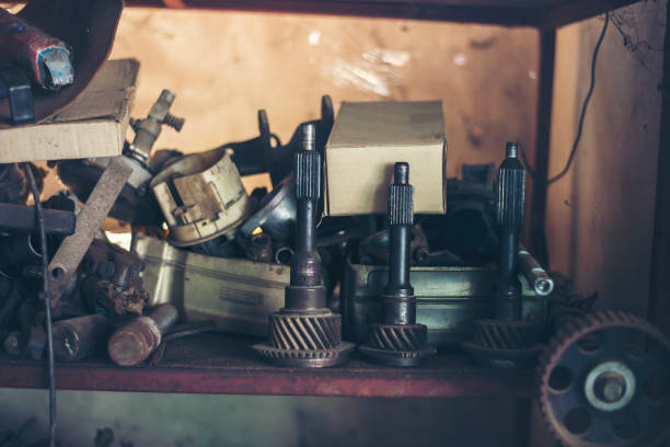 istock Heavy screw grungy rusted wrenches dirty screwdriver object. Industrial hardware set. Mechanic tools engineering equipment car auto repair shop with copy space. Blurred background mechanical service 1781161027
