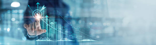 istock Businessman analyzing and calculating financial data for long term investment growth goals and company finance balance, Business strategy and planning of target. Economic analysis of Digital marketing 1781167052
