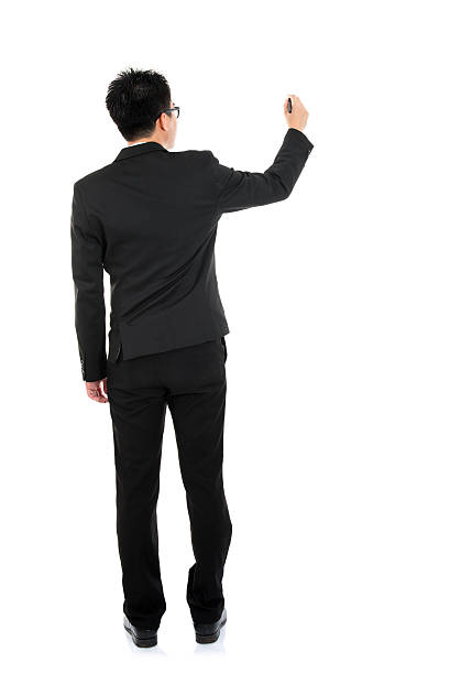 istock Back view full body business man writing 178116839