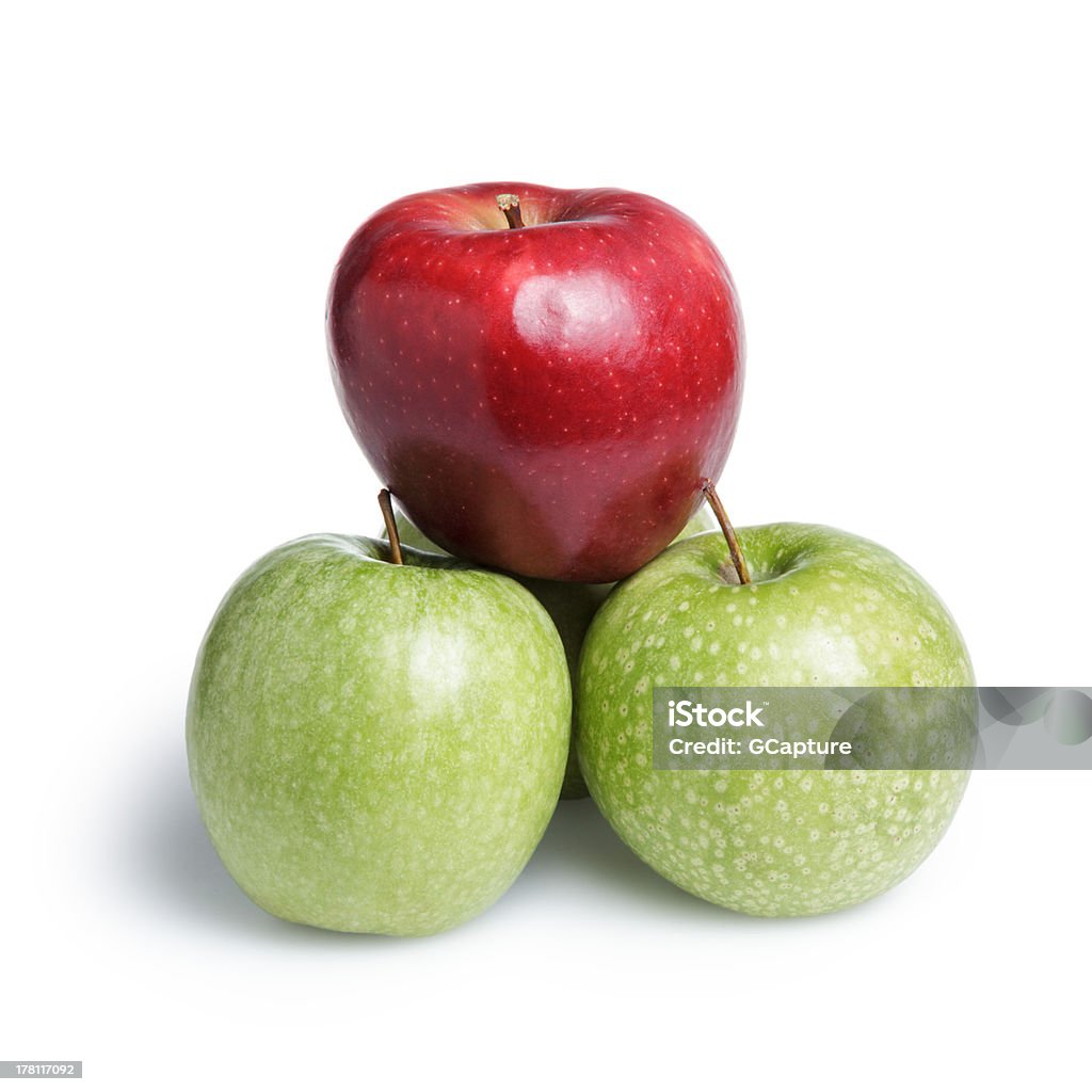 Um vermelho e três maçãs Verdes em piramid - Royalty-free Alimentação Saudável Foto de stock