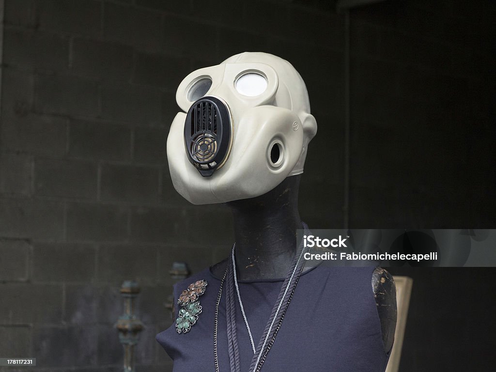 Gas mask Mannequin with an old gas mask Backgrounds Stock Photo