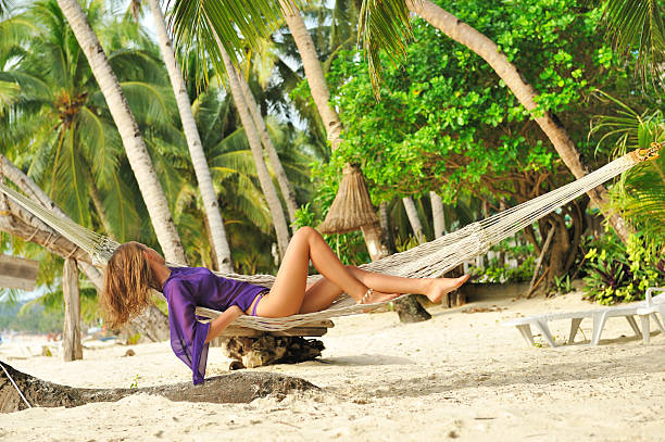 istock Woman in hammock on beach 178118287