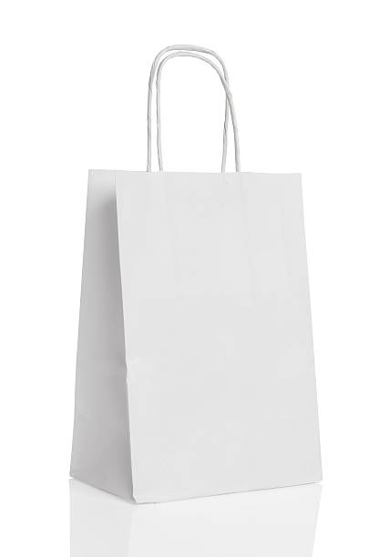 White paper shopping bag isolated with reflection