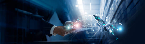 istock Smart logistics, Businessman touch and connected data of global logistics network distribution in large warehouse and transportation on technology digital network, Innovation future of transporting 1781197278