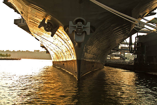 istock Aircraft carrier at dock in New York 178121456