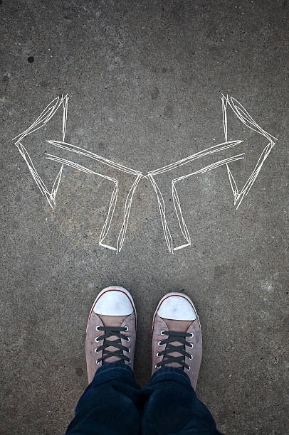 istock Directional signage in chalk on the concrete 178121783