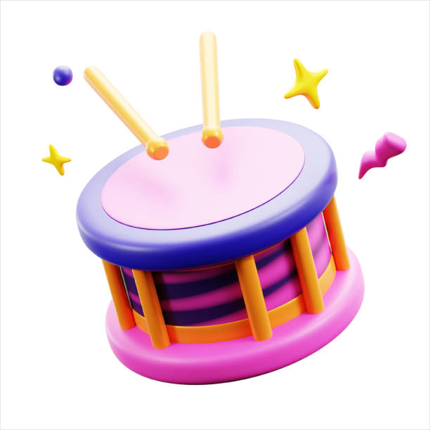 istock Festive Carnival Drum with stick for party music instrument celebration cultural event 3d icon illustration design 1781219327