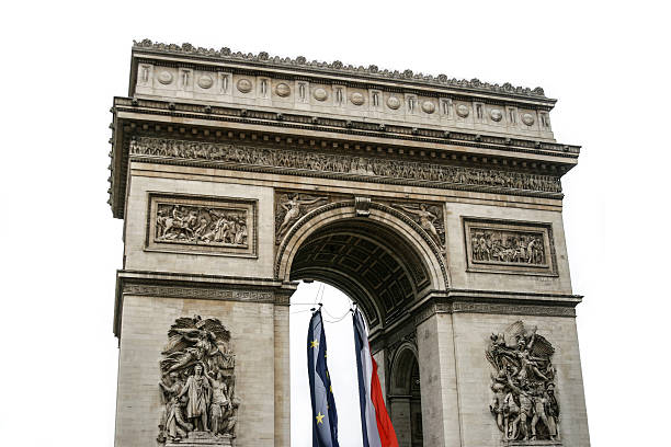 Isolated on white Triumphal arch in Paris stock photo