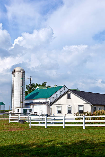istock farm house with field and silo 178122748